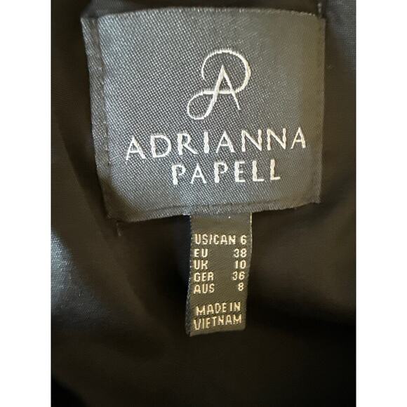 Adrianna Papell Dress Womens 6 Black Sheer Eyelash Lace Overlay V-Neck Sheath - Picture 9 of 10